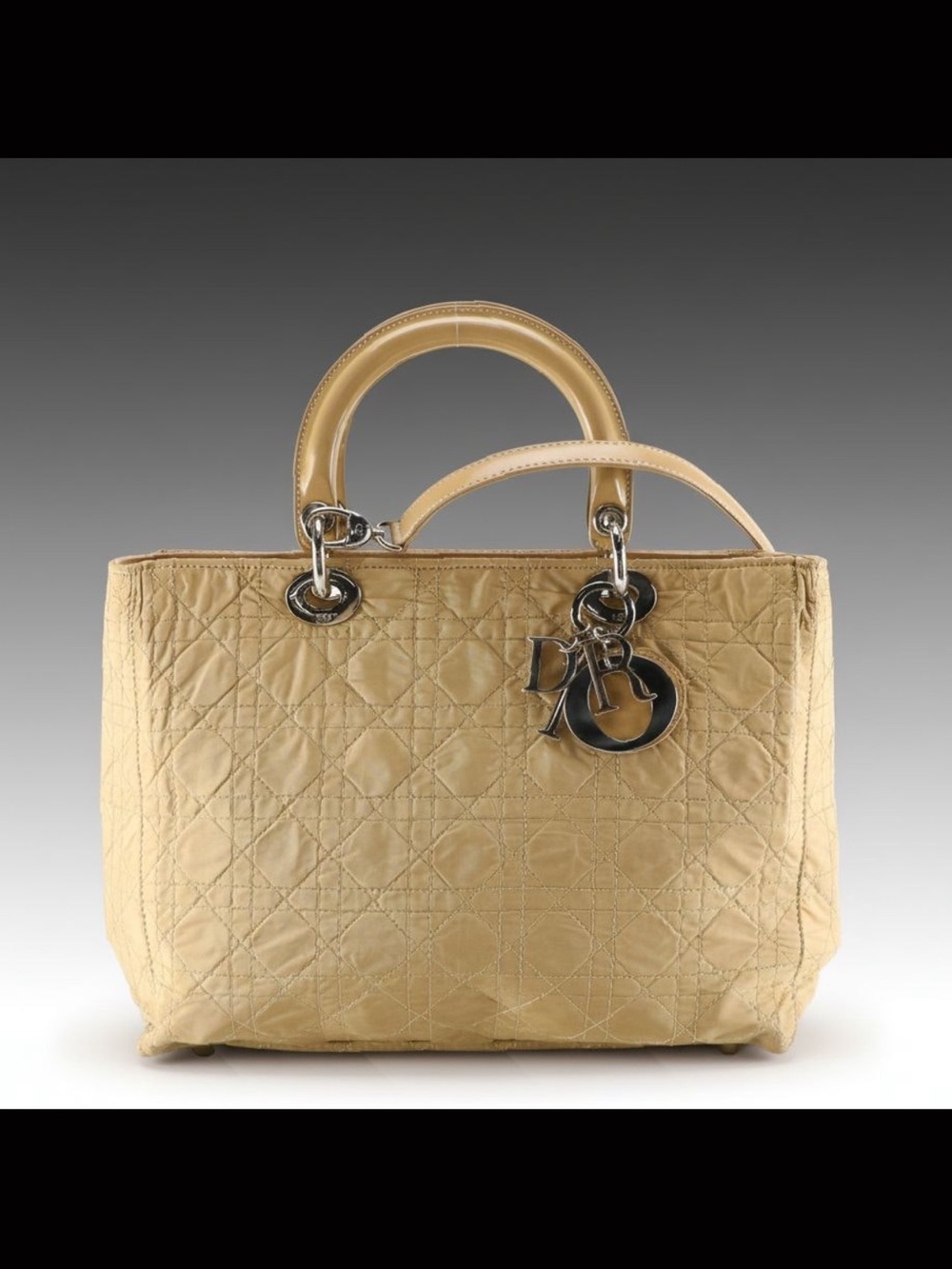 Christian Dior Lady Dior Two-Way Handbag in Cannage Quilted Nylon Canvas